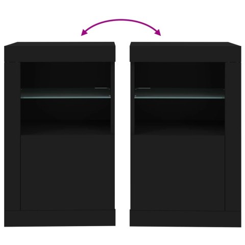 Szafki z LED, 2 szt., czarne, materiał drewnopochodny