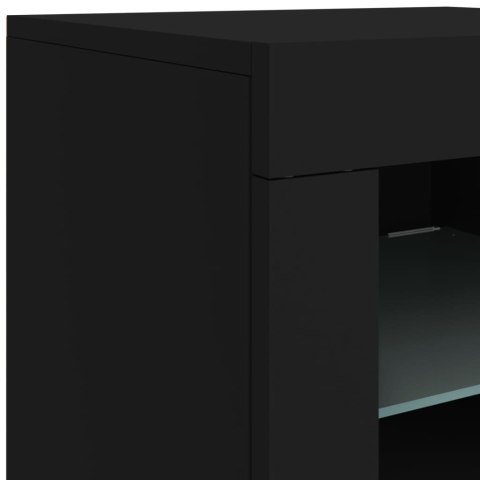Szafki z LED, 2 szt., czarne, materiał drewnopochodny