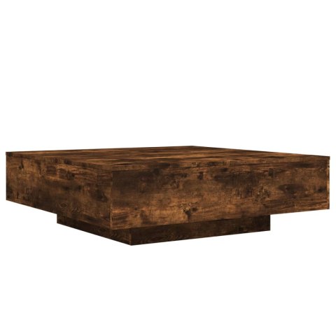 Stolik kawowy z LED, przydymiony dąb, 100x100x31 cm