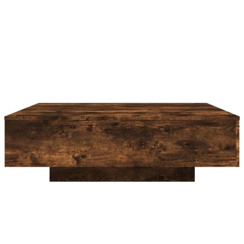 Stolik kawowy z LED, przydymiony dąb, 100x100x31 cm