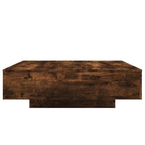 Stolik kawowy z LED, przydymiony dąb, 100x100x31 cm