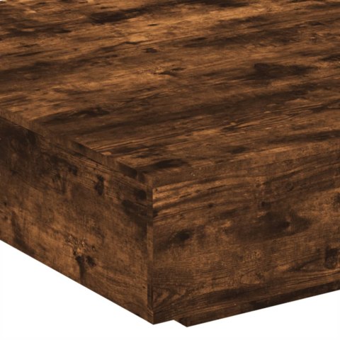 Stolik kawowy z LED, przydymiony dąb, 100x100x31 cm