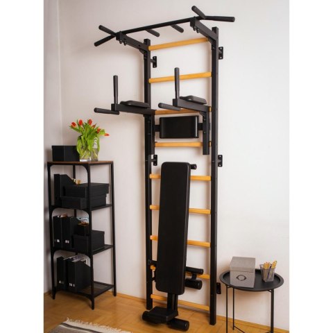 DRABINKA GIMNASTYCZNA Z DRĄŻKIEM PORĘCZĄ DO ĆWICZEŃ I ŁAWECZKĄ BENCHK 723B
