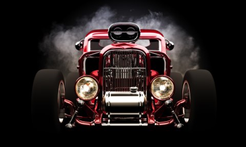 Obraz Wieloczęściowy Samochód Hot Rod Na Tle Dymu