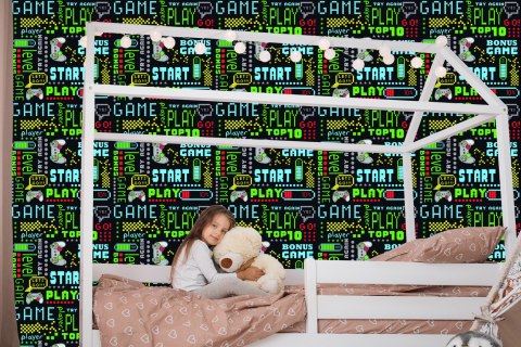 Tapeta Do Pokoju Chłopca Kolorowe Piksele Napisy