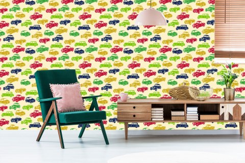 Tapeta Dla Dzieci - Kolorowe Samochody W Stylu Retro