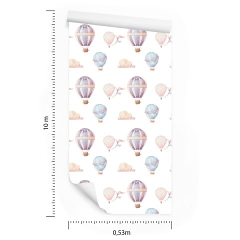 Tapeta Do Pokoju Dziecka, Pastelowe Balony, Chmury