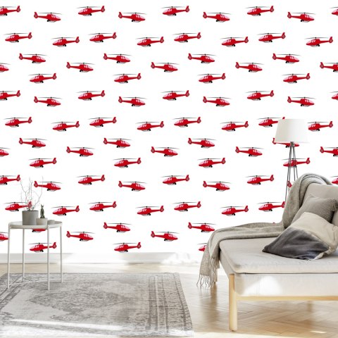 Tapeta Czerwone Bajkowe Helikoptery
