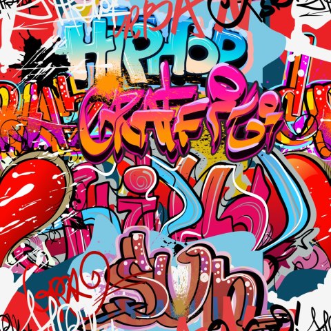 Tapeta Graffiti Z Odcieniami Czerwieni