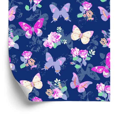 Tapeta Do Przedpokoju Motyle, Kwiaty, Liście, Róże