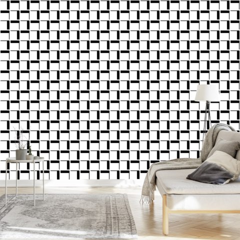 Tapeta 3D Geometryczna W Kratę Do Salonu, Biura