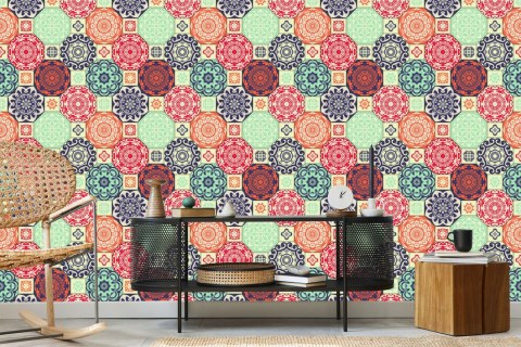 Tapeta Kolorowe Ornamenty W Stylu Retro