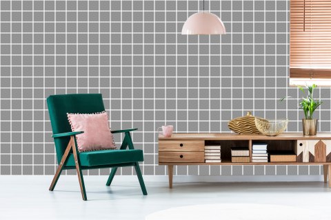 Tapeta Nowoczesna Minimalistyczna Szaro - Biała Krata