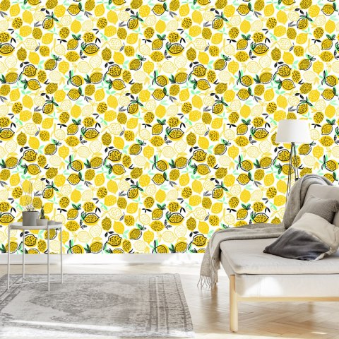 Tapeta Do Kuchni - Cytryny W Stylu Skandynawskim