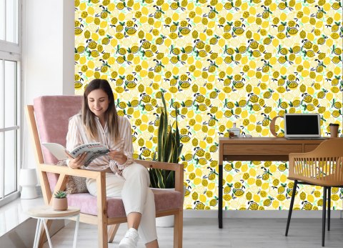 Tapeta Do Kuchni - Cytryny W Stylu Skandynawskim