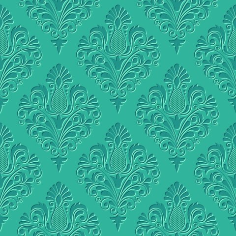 Tapeta Turkusowe Ornamenty - Efekt 3D
