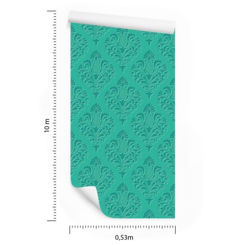 Tapeta Turkusowe Ornamenty - Efekt 3D