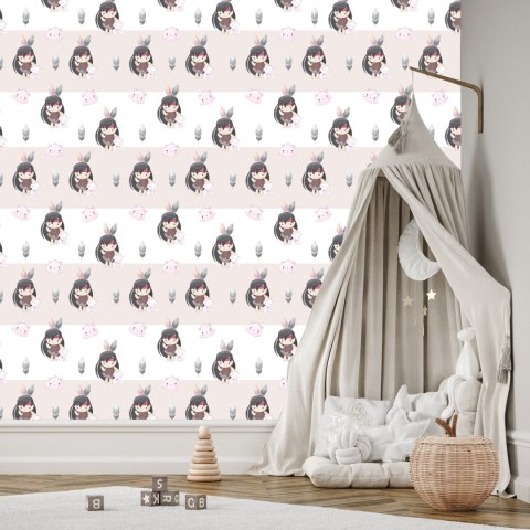 Tapeta Wesołe Indianki Z Kotkami I Piórkami