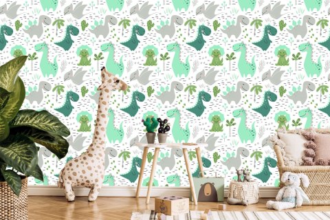 Tapeta Do Pokoju Dziecka Dinozaury Kaktusy