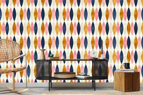 Tapeta Retro Wzory W Pastelowych Barwach