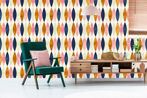 Tapeta Retro Wzory W Pastelowych Barwach