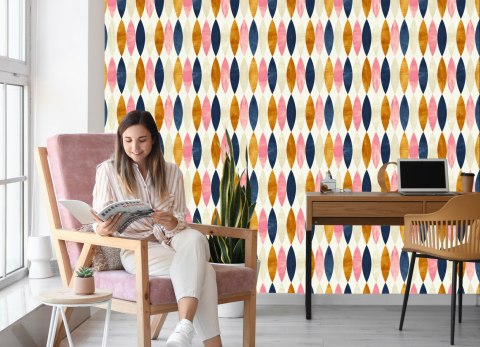 Tapeta Retro Wzory W Pastelowych Barwach