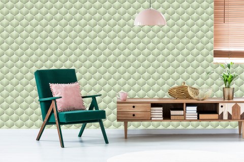 Tapeta Zielone Wzory Retro