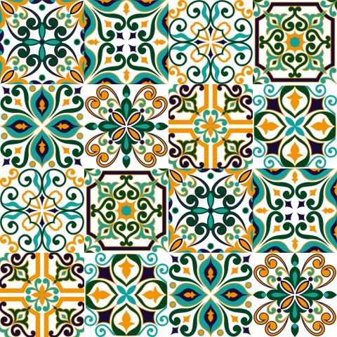 Tapeta Do Jadalni Kolorowa Mozaika, Wzory