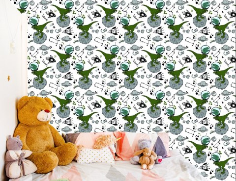 Tapeta Do Pokoju Dziecka, Dinozaury Kosmos Gwiazdy