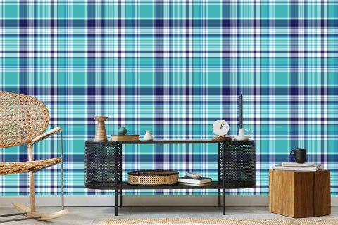 Tapeta Geometryczna, Nowoczesna W Kratę, Do Salonu