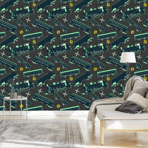 Tapeta Kolorowe Parowozy Vintage