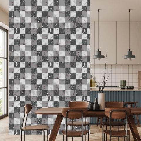 Tapeta Modernistyczna Szara Krata Na Wzór Marmuru