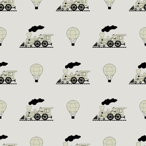 Tapeta Parowozy Z Balonami Vintage