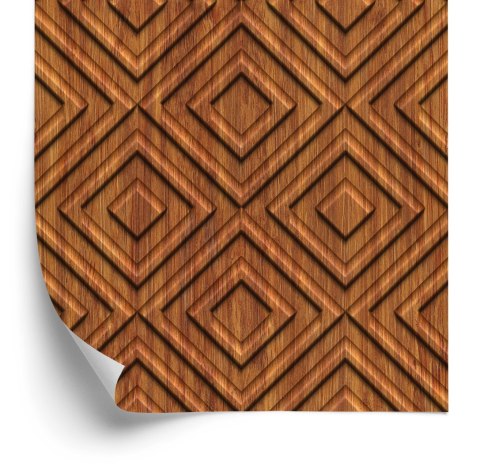 Tapeta Drewniany Wzór Geometryczny Retro