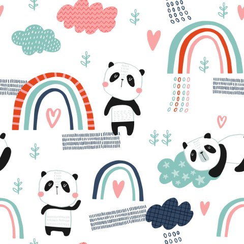 Tapeta Pandy Z Tęczą W Tle