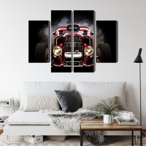 Obraz Wieloczęściowy Samochód Hot Rod Na Tle Dymu