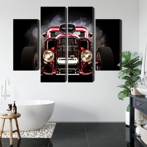 Obraz Wieloczęściowy Samochód Hot Rod Na Tle Dymu