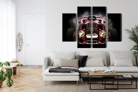 Obraz Wieloczęściowy Samochód Hot Rod Na Tle Dymu