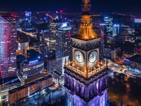 Obraz Wieloczęściowy Warszawska Panorama Nocą