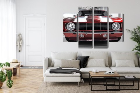 Obraz Wieloczęściowy Czerwony Muscle Car W Garażu