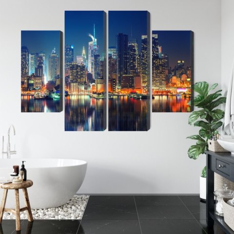 Obraz Wieloczęściowy Panoramiczny Widok Na Manhattan Nocą