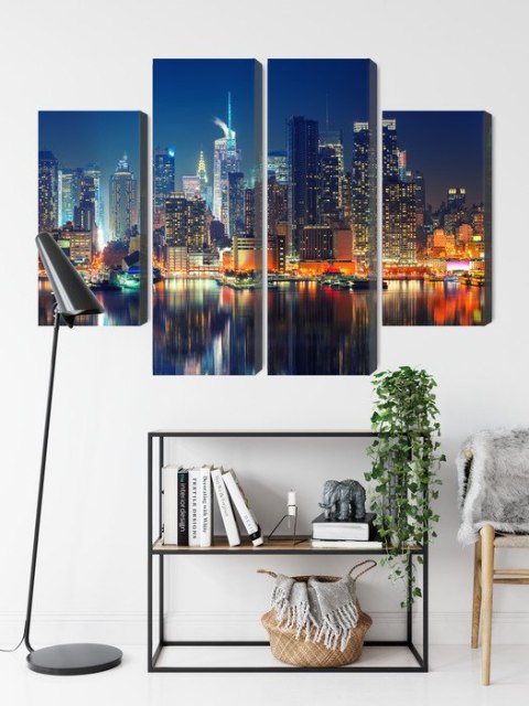 Obraz Wieloczęściowy Panoramiczny Widok Na Manhattan Nocą