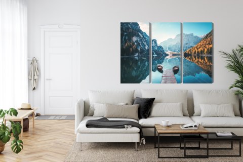 Obraz Wieloczęściowy Jezioro Braies We Włoskich Dolomitach 3D