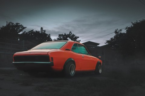 Obraz Wieloczęściowy Pomarańczowy Samochód Retro