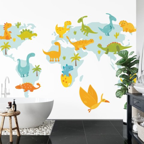 Fototapeta Mapa Świata Z Dinozaurami