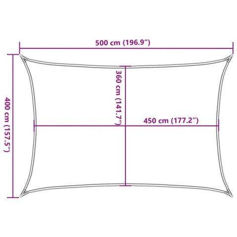 Żagiel przeciwsłoneczny, 160 g/m², czarny, 4x5 m, HDPE