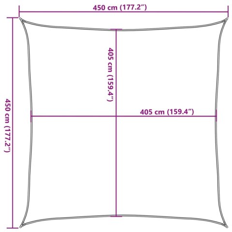 Żagiel przeciwsłoneczny 160 g/m², jasnozielony, 4,5x4,5 m, HDPE
