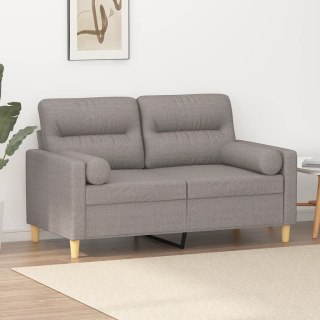 2-osobowa sofa z poduszkami, taupe, 120 cm, tkanina