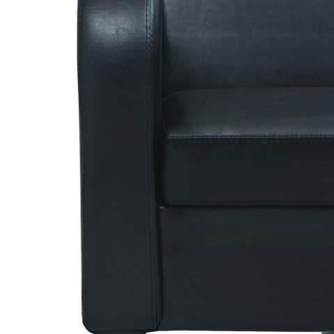 Sofa 3-osobowa, sztuczna skóra, czarna