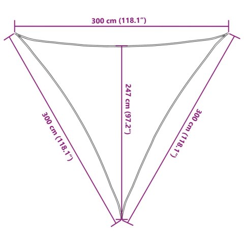 Żagiel przeciwsłoneczny, 160 g/m², beżowy, 3x3x3 m, HDPE